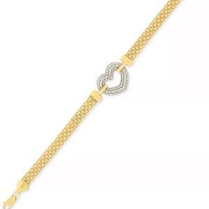 Macy's
Cubic Zirconia Heart Bracelet in Sterling Silver & 18K Gold-Plate